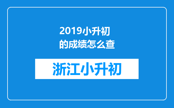 2019小升初的成绩怎么查