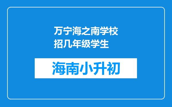 万宁海之南学校招几年级学生