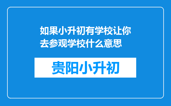 如果小升初有学校让你去参观学校什么意思