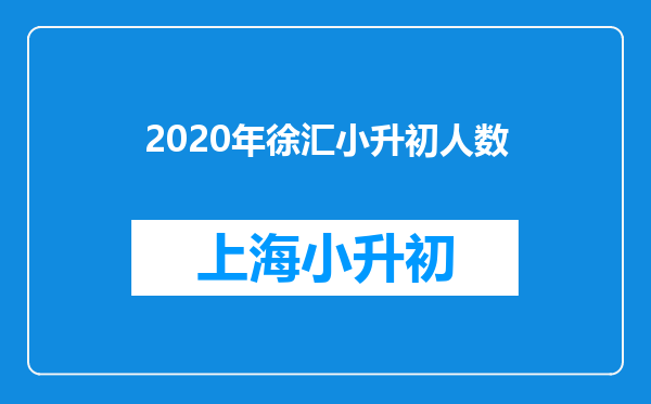 2020年徐汇小升初人数