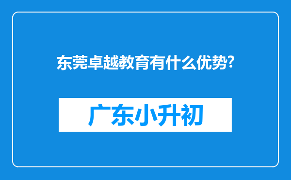 东莞卓越教育有什么优势?