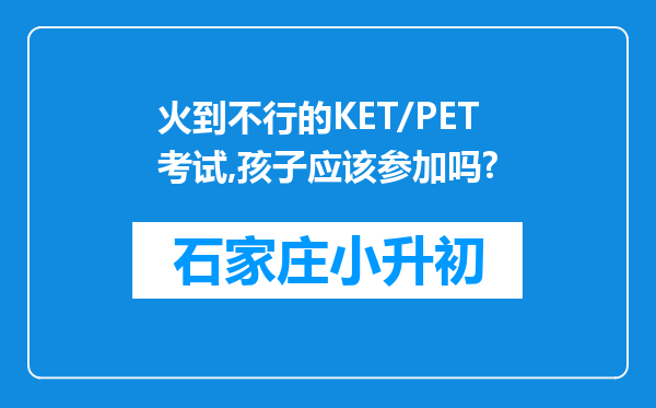 火到不行的KET/PET考试,孩子应该参加吗?