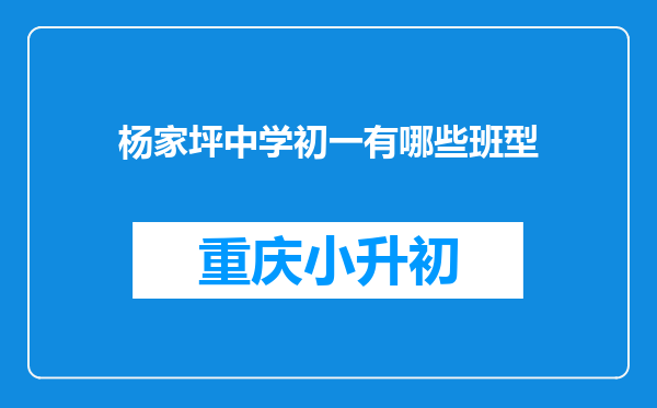 杨家坪中学初一有哪些班型