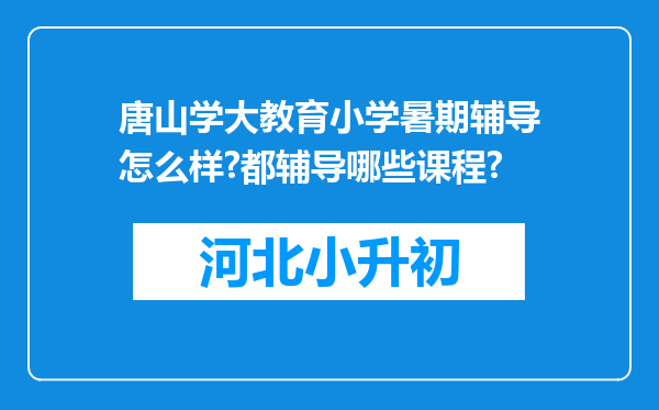 唐山学大教育小学暑期辅导怎么样?都辅导哪些课程?