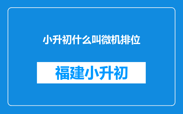 小升初什么叫微机排位