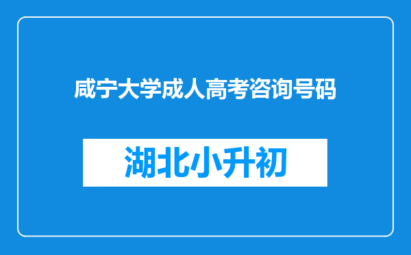 咸宁大学成人高考咨询号码