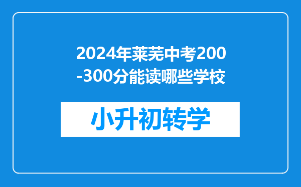 2024年莱芜中考200-300分能读哪些学校