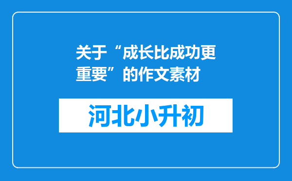 关于“成长比成功更重要”的作文素材