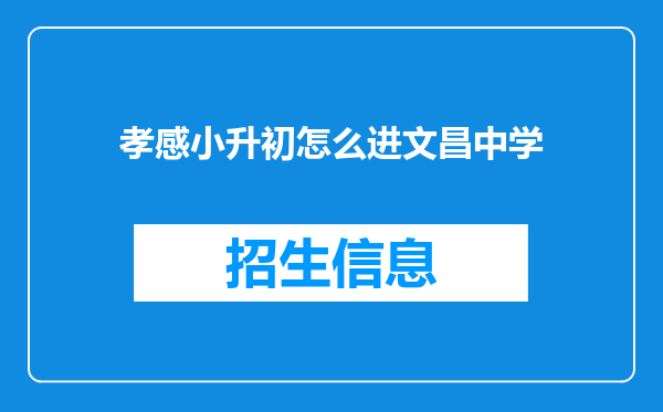 孝感小升初怎么进文昌中学