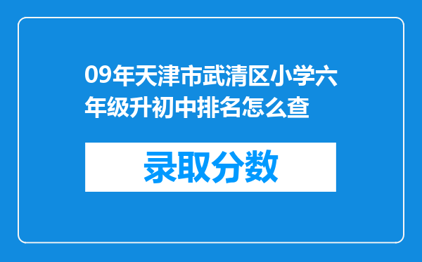 09年天津市武清区小学六年级升初中排名怎么查