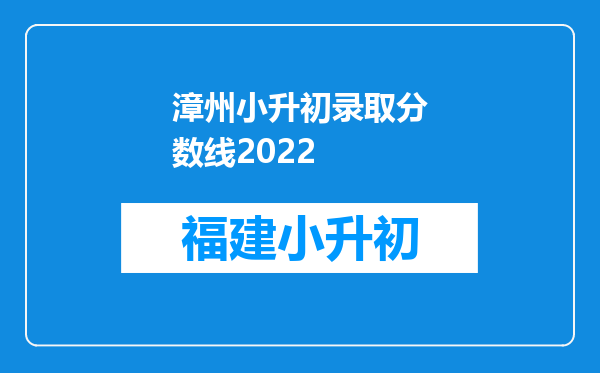 漳州小升初录取分数线2022