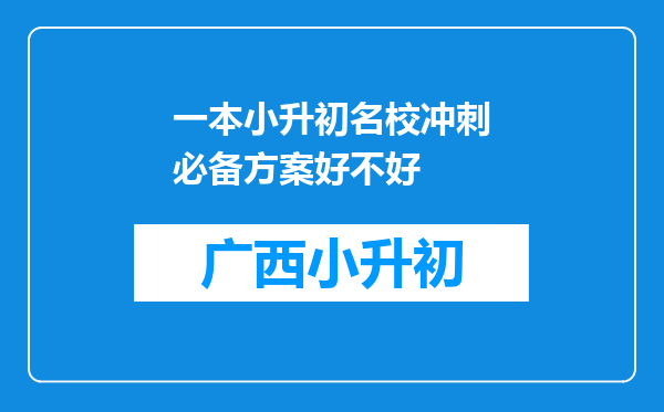 一本小升初名校冲刺必备方案好不好