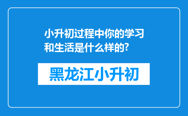 小升初过程中你的学习和生活是什么样的?