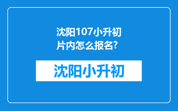 沈阳107小升初片内怎么报名?