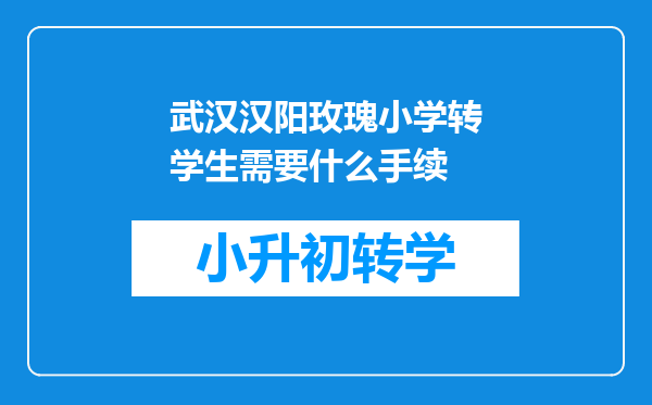 武汉汉阳玫瑰小学转学生需要什么手续