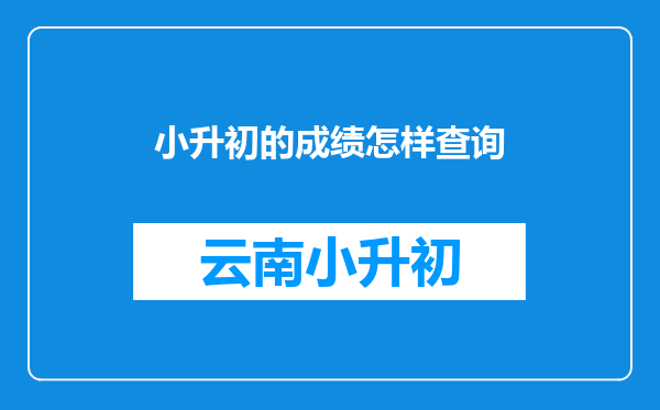 小升初的成绩怎样查询