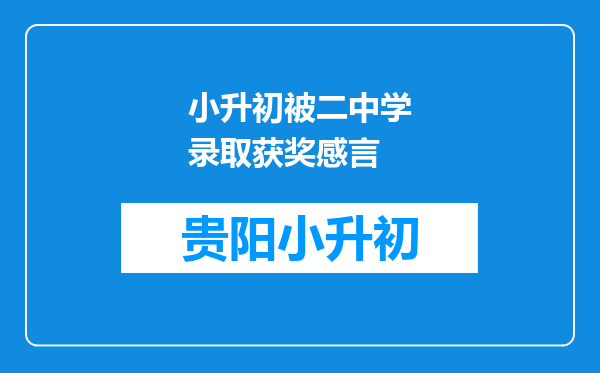 小升初被二中学录取获奖感言