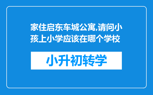 家住启东车城公寓,请问小孩上小学应该在哪个学校