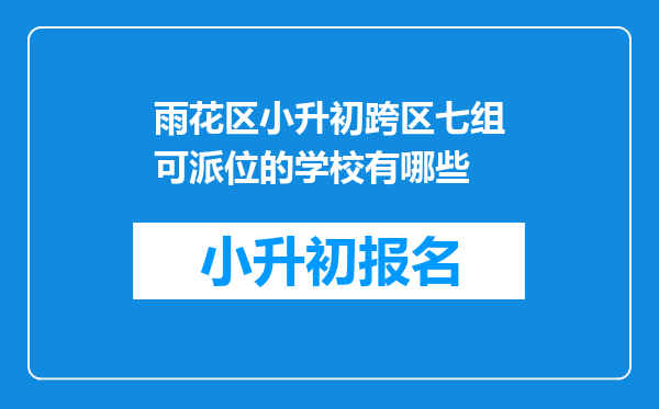 雨花区小升初跨区七组可派位的学校有哪些