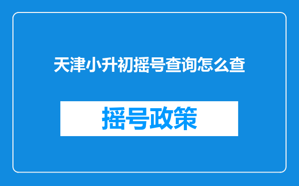 天津小升初摇号查询怎么查