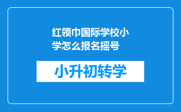 红领巾国际学校小学怎么报名摇号