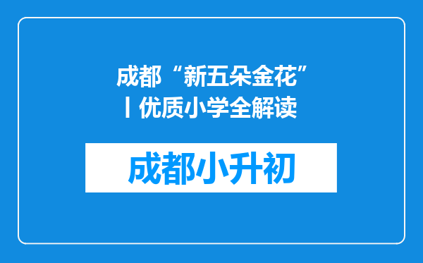 成都“新五朵金花”丨优质小学全解读