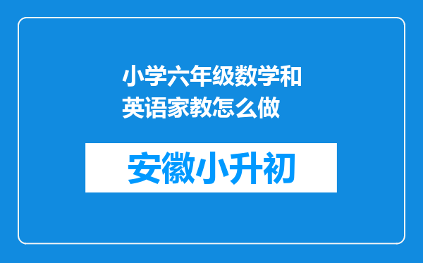 小学六年级数学和英语家教怎么做