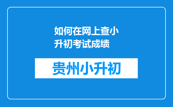 如何在网上查小升初考试成绩