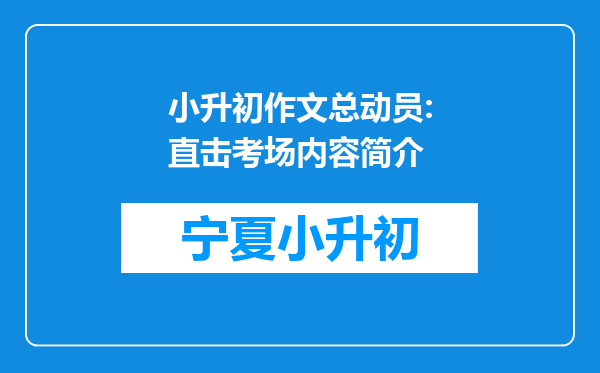 小升初作文总动员:直击考场内容简介