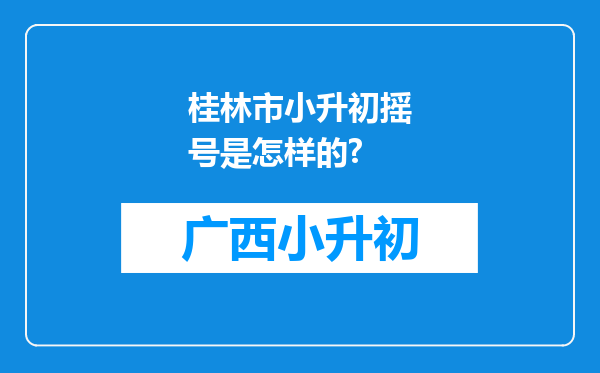 桂林市小升初摇号是怎样的?