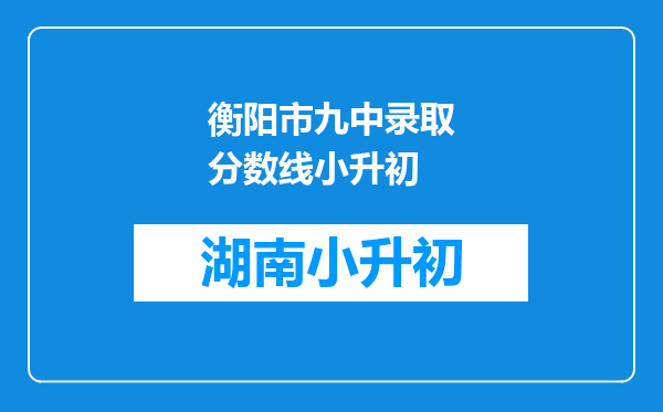 衡阳市九中录取分数线小升初