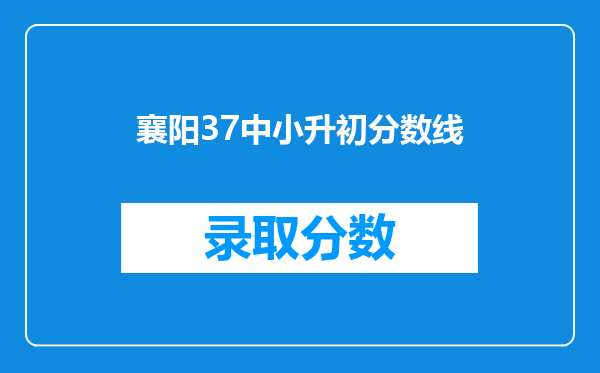 襄阳37中小升初分数线