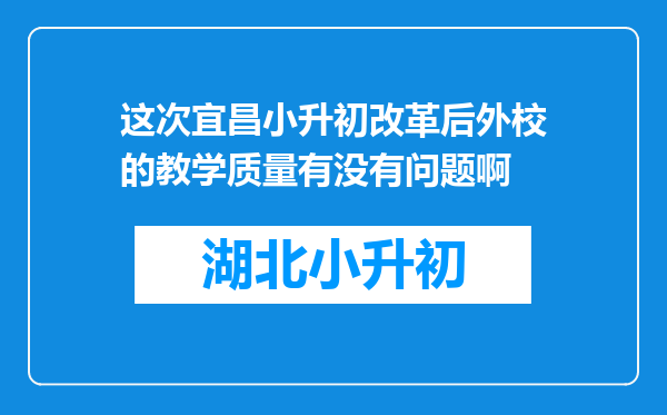 这次宜昌小升初改革后外校的教学质量有没有问题啊