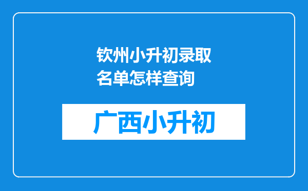 钦州小升初录取名单怎样查询