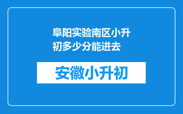 阜阳实验南区小升初多少分能进去