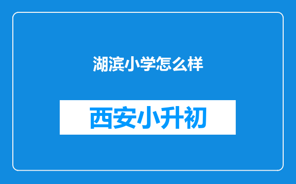 湖滨小学怎么样