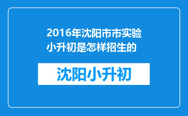 2016年沈阳市市实验小升初是怎样招生的