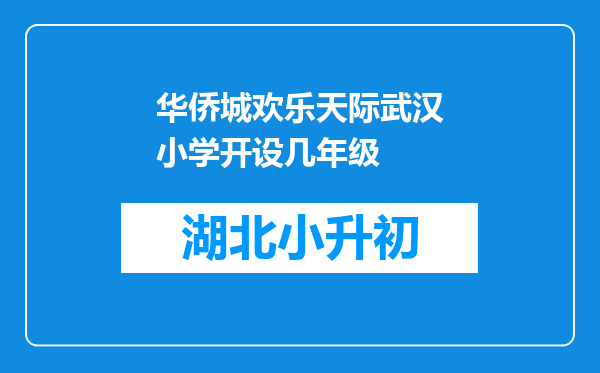 华侨城欢乐天际武汉小学开设几年级