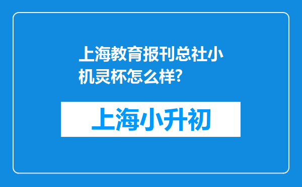 上海教育报刊总社小机灵杯怎么样?