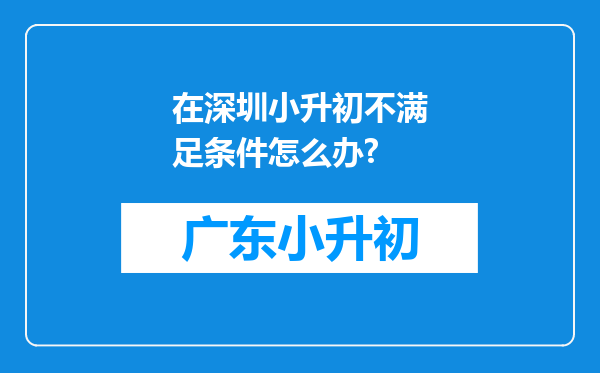 在深圳小升初不满足条件怎么办?