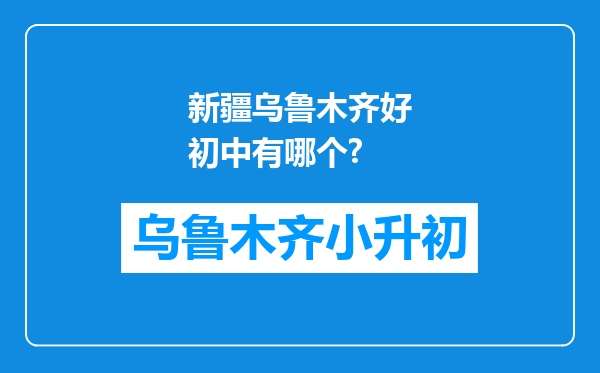 新疆乌鲁木齐好初中有哪个?