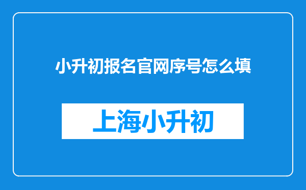 小升初报名官网序号怎么填