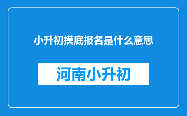 小升初摸底报名是什么意思