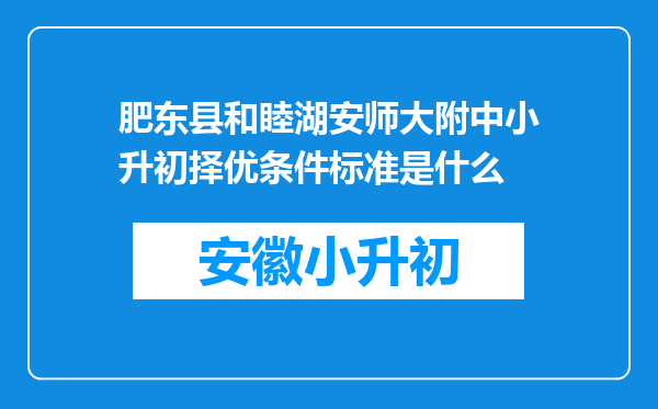 肥东县和睦湖安师大附中小升初择优条件标准是什么