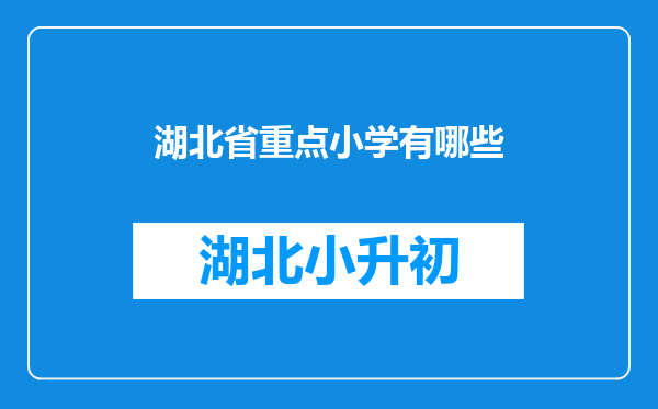 湖北省重点小学有哪些