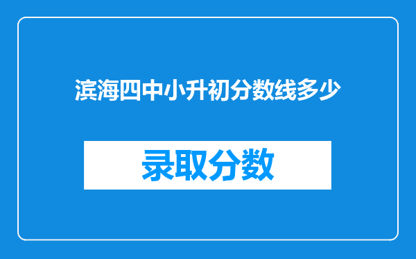 滨海四中小升初分数线多少