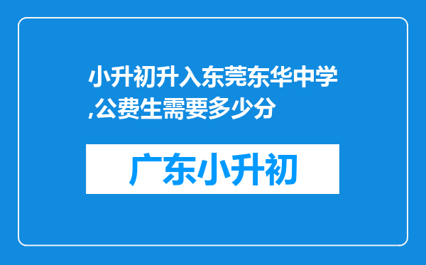 小升初升入东莞东华中学,公费生需要多少分