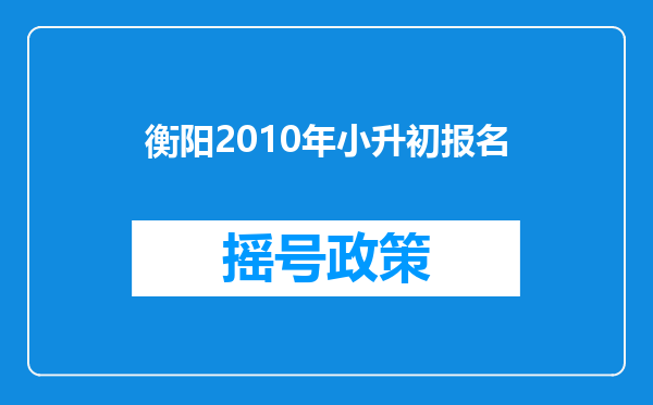 衡阳2010年小升初报名