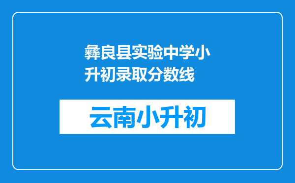 彝良县实验中学小升初录取分数线