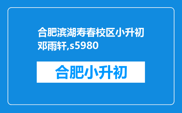 合肥滨湖寿春校区小升初邓雨轩,s5980